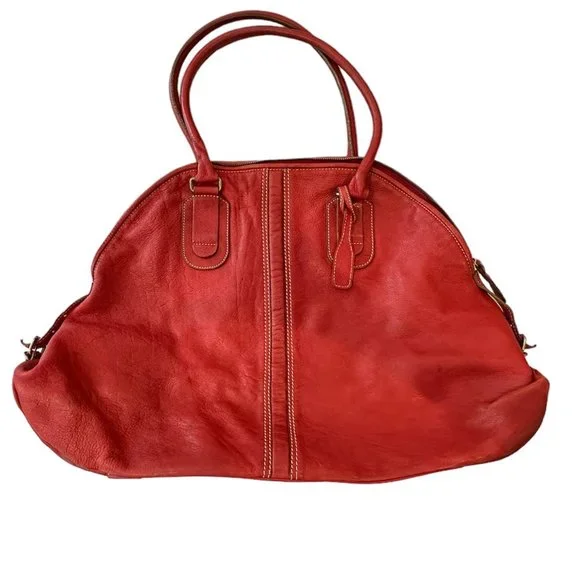 Abro | Bags | Vintage Large Red Pebbled Leather Satchel Bag | Poshmark